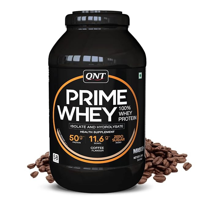 QNT Prime Whey Protein Powder Triple Blend Concentrate, Isolate & hydrolysate 2Kg 58 servings