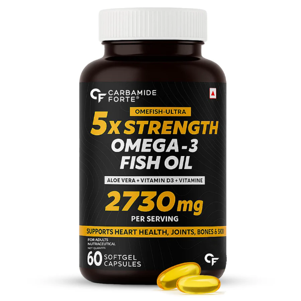 Carbamide Forte 5X Strength Omega 3 fish oil capsules 2730mg with Omega 3 supplement 1590mg 60 capsules | 30 servings |