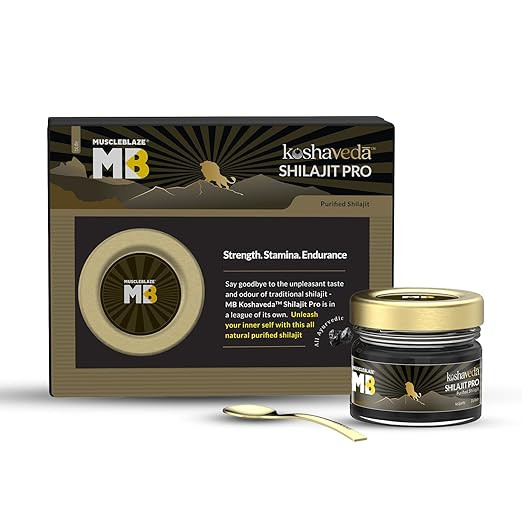 Koshaveda Shilajit Pro by MuscleBlaze, 20 g Shilajit Resin, for Strength, Stamina & Endurance
