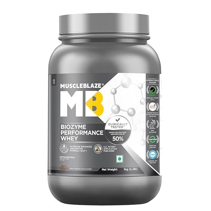 MuscleBlaze Biozyme Performance Whey Protein concentrate 1kg 28 servings
